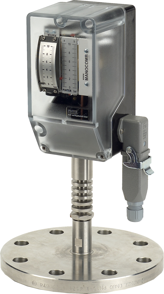 MANOCOMB mit Harting-Stecker und Flanschdruckmittler
